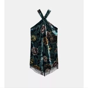 Zara FRINGED VELVET DRESS